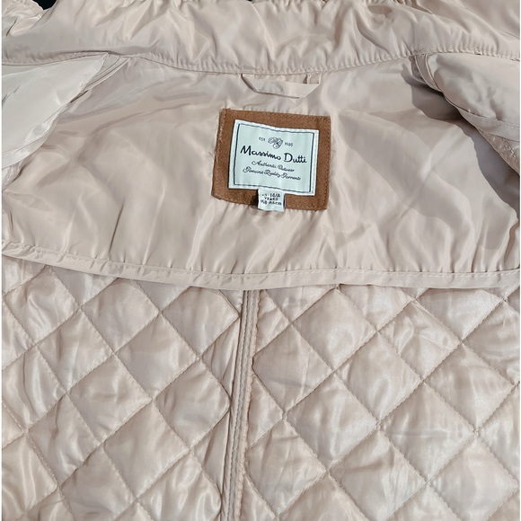 Massimo Dutti beige quilted elbow patches jacket. Size 13-14 years NWOT - Picture 6 of 8